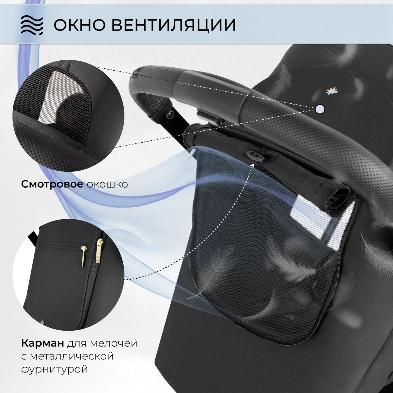 Прогулочная коляска Aura Black