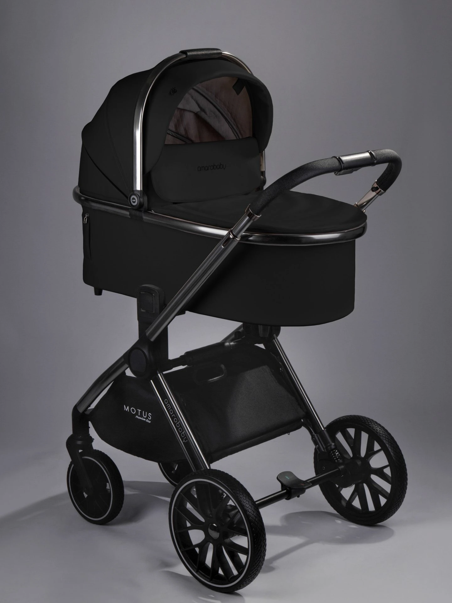 Коляска детская из экокожи 2в1 Motus Premium Ecco, черный