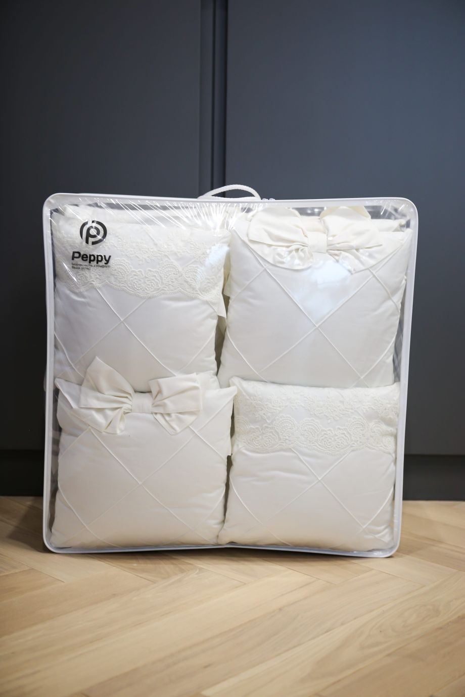 Комплект 17 предметов ""Classico" молочный сатин / кружево"