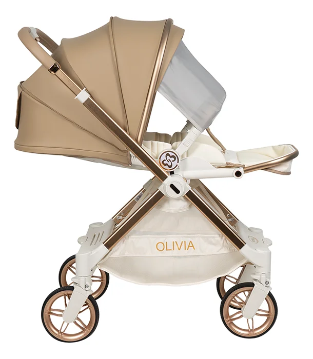 Коляска прогулочная детская Olivia, с перекидной ручкой бежевый