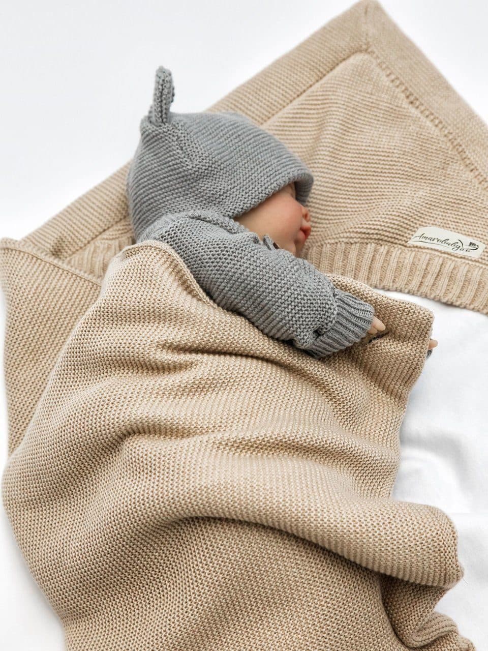 Конверт вязаный утепленный на выписку, 85см.