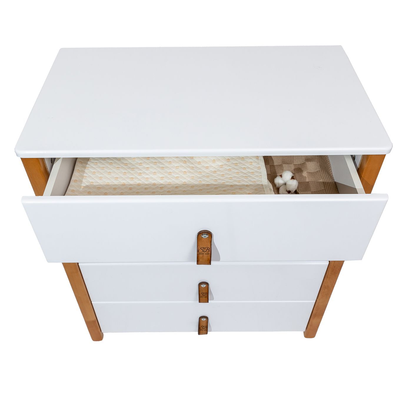 Пеленальный комод Massimo Белый/Натуральный