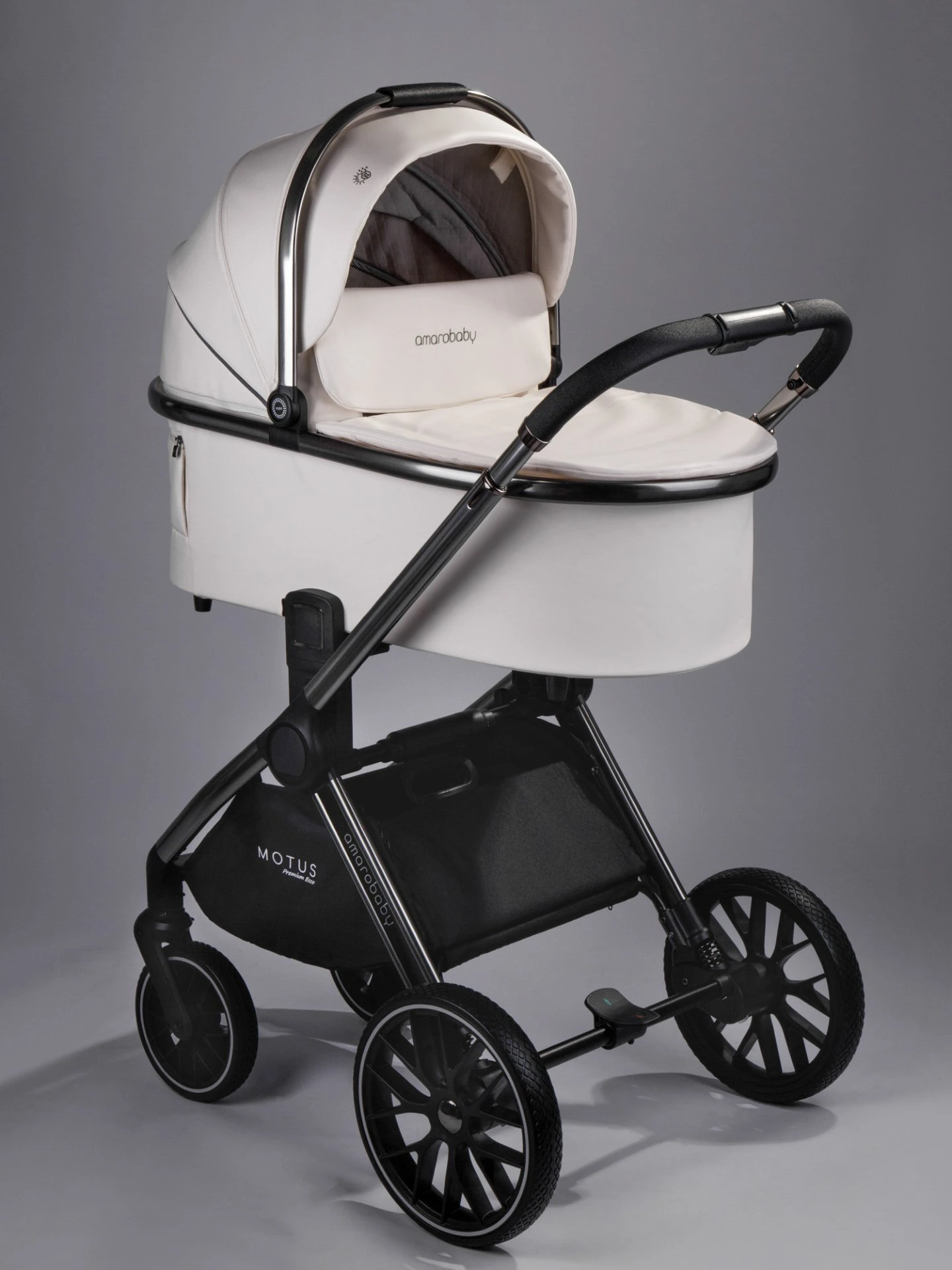 Коляска детская из экокожи 2в1 Motus Premium Ecco, молочный