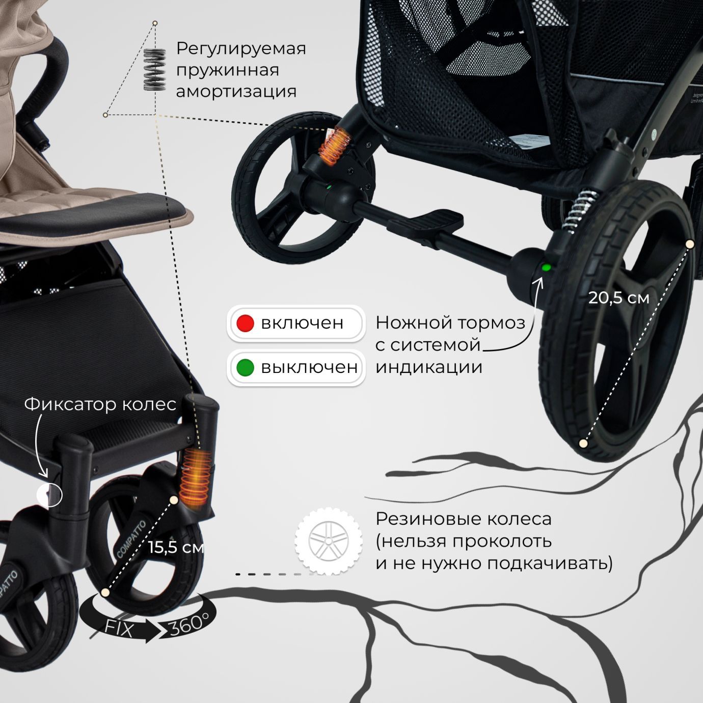 Прогулочная коляска Sweet Baby Compatto Beige