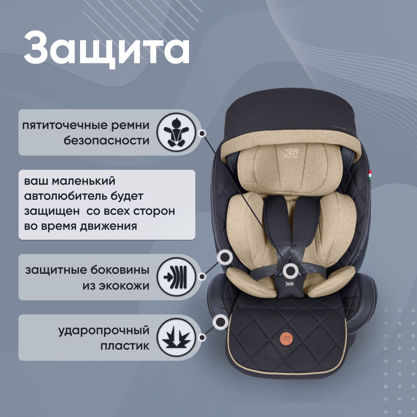 Автокресло поворотное группа 0123 (0-36) Suburban 360 Isofix Brown