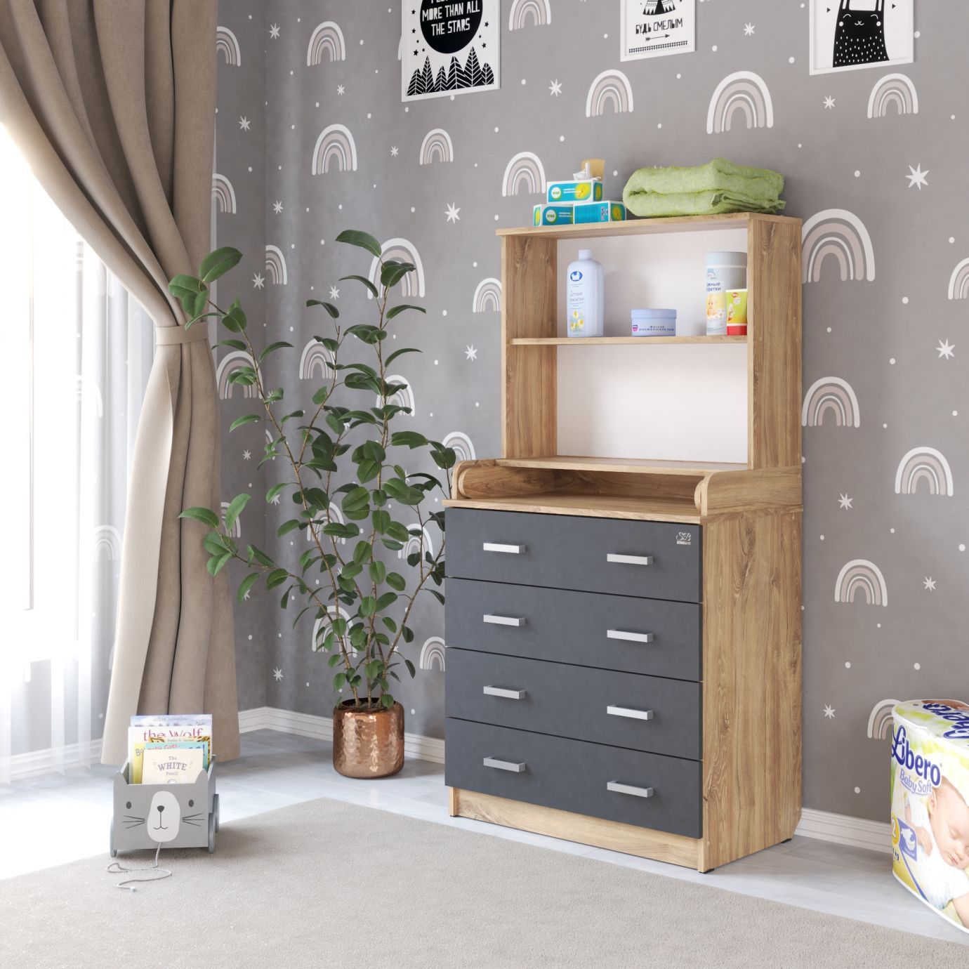 Комод Albero Дуб канзас/антрацит