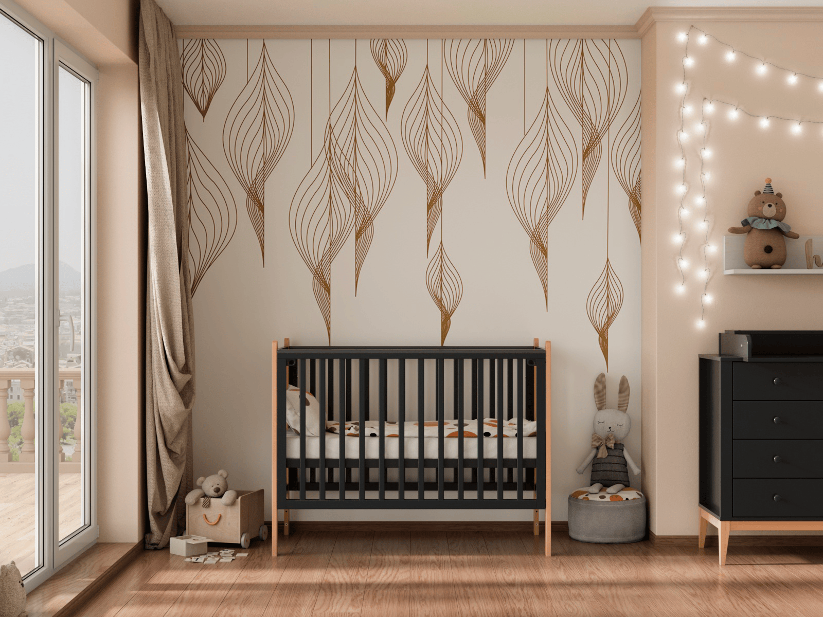 Кроватка Lunna Lika графит/бук