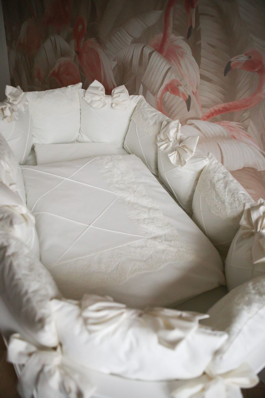 Комплект 17 предметов ""Classico" молочный сатин / кружево"