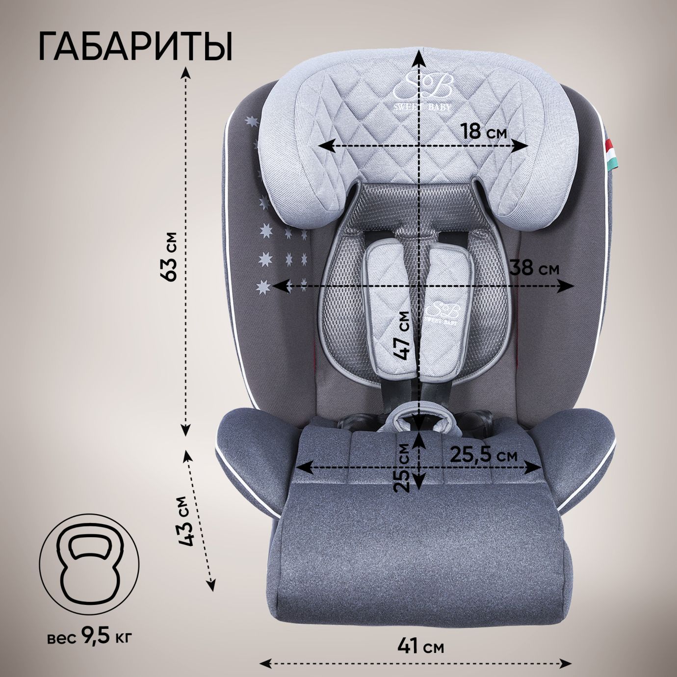 Автокресло группа 0123 (0-36) Fortuna 360 SPS Isofix Grey