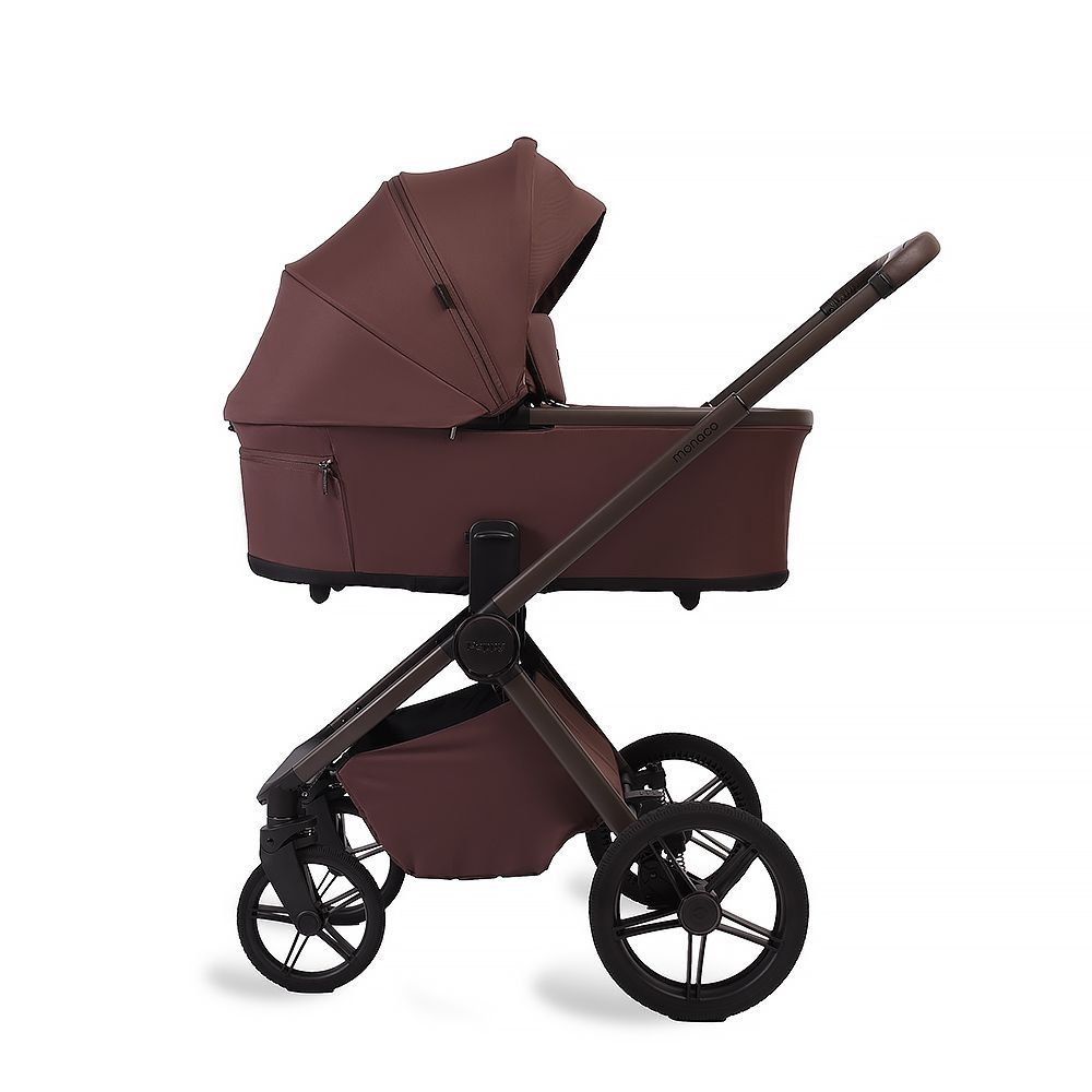 Коляска 2в1 Peppy Monaco Plus Burgundy (винный), рама коричневая