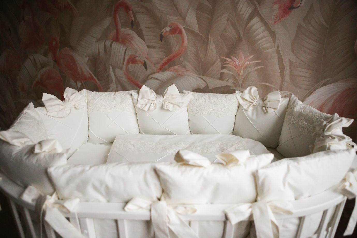 Комплект 17 предметов ""Classico" молочный сатин / кружево"