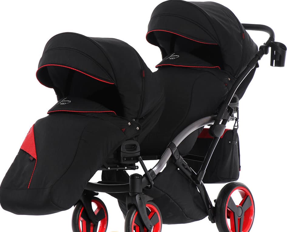 Коляска для двойни JUNAMA Diamond Special red DUO Slim