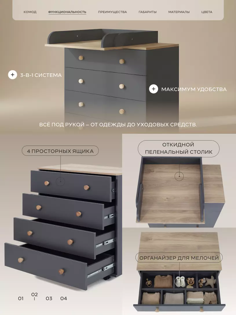 Комод Rant Elsa Pro MOON GREY