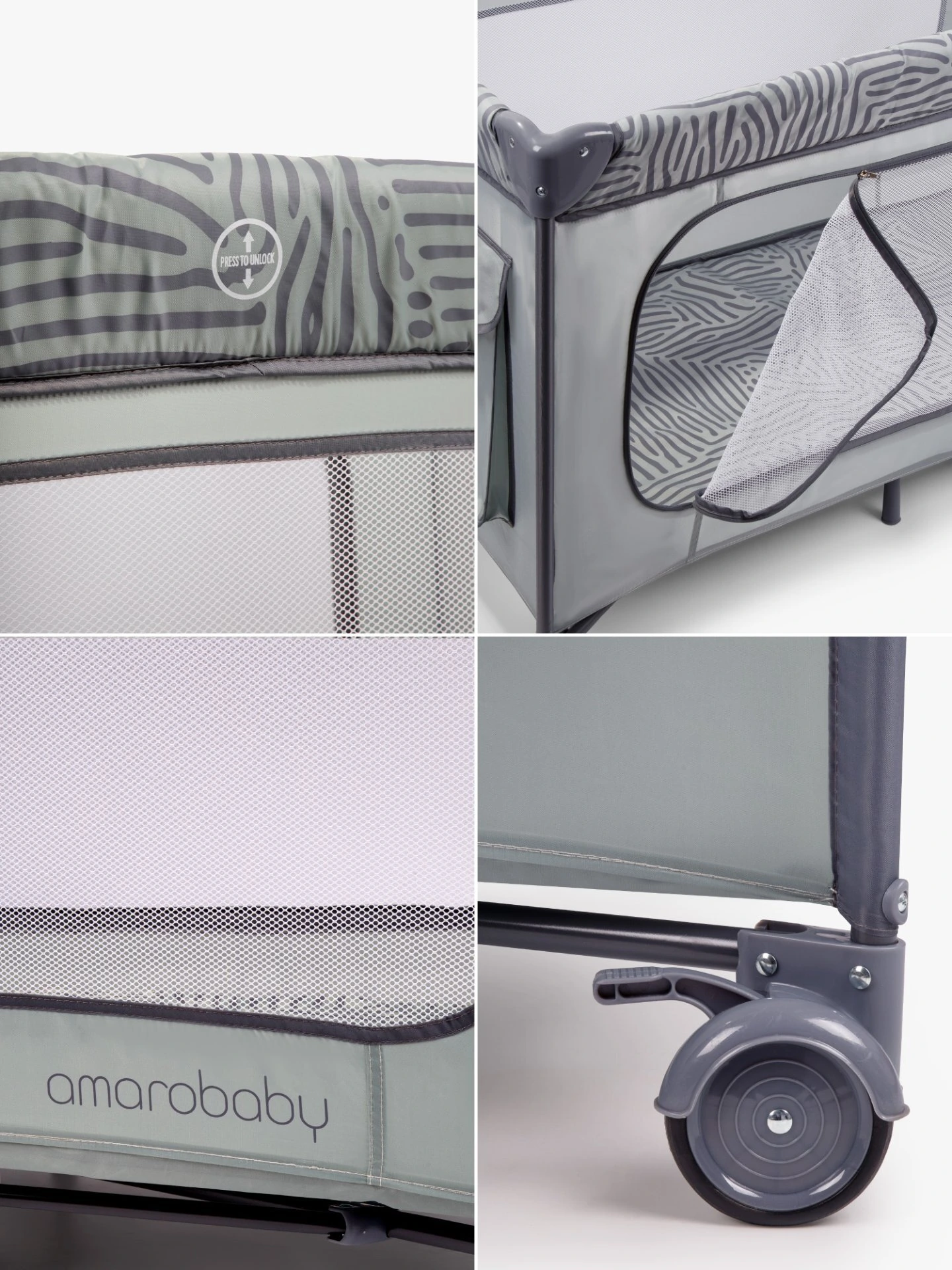 Манеж-кровать SMART, прямоугольный, серый/темно-серый