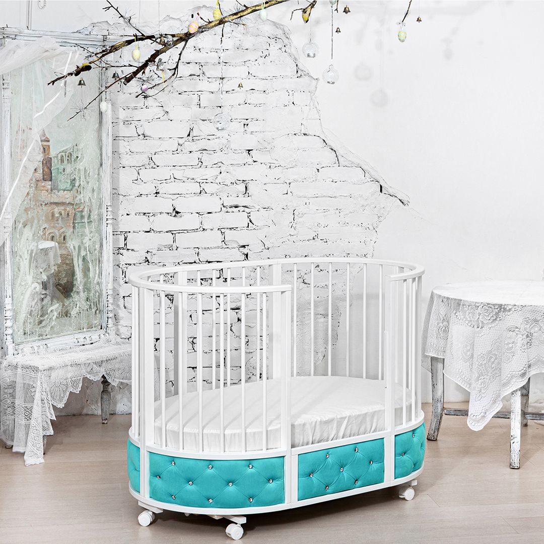 Круглая кроватка EVA «VIP», декор бархат