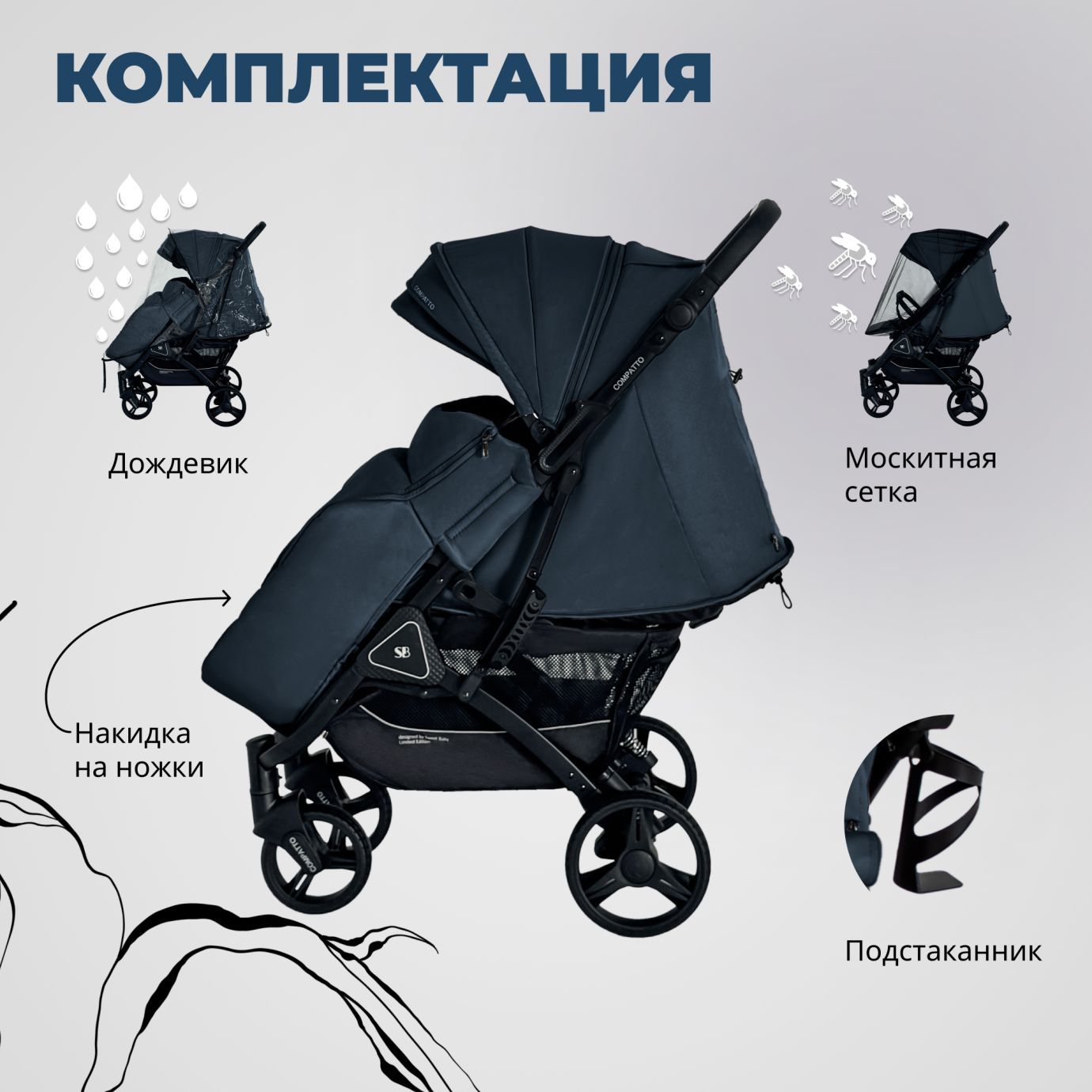 Прогулочная коляска Compatto Blue Neo