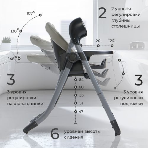 Стульчик для кормления - Электрокачели Amuleto Steel Grey