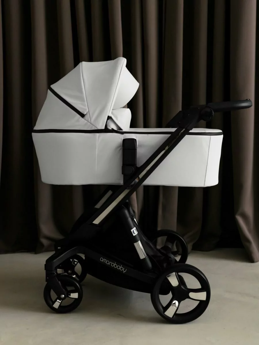 Коляска детская из экокожи 2 в 1 TUTUM белая