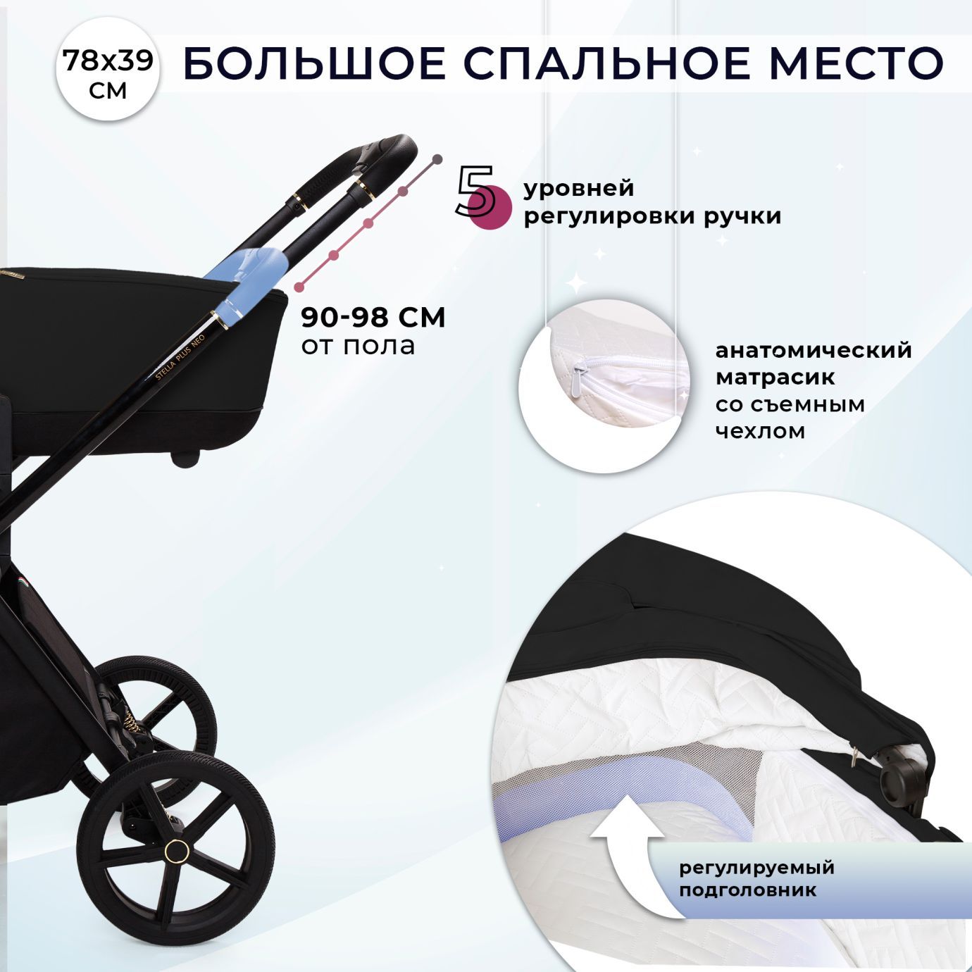 Коляска Sweet Baby Stella Plus Neo Black