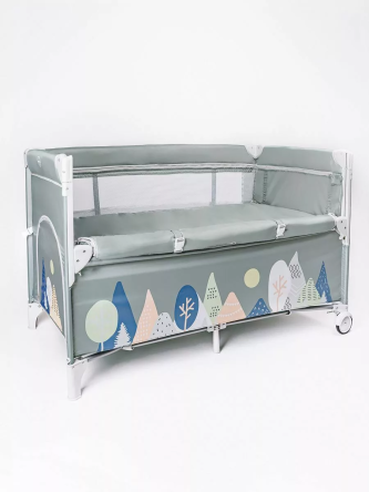 Манеж-кровать TRANSFORM (Mountains) прямоугольный, зеленый