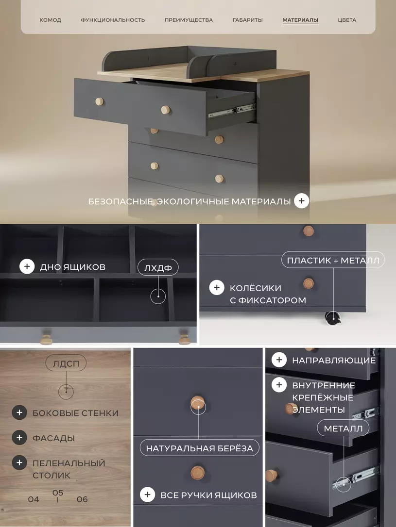 Комод Rant Elsa Pro MOON GREY