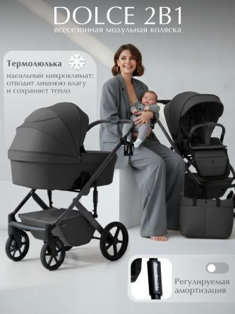 Коляска 2в1 SBL Dolce Dark Grey