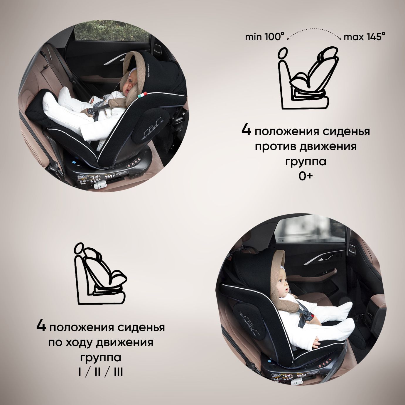 Автокресло группа 0123 (0-36) Fortuna 360 SPS Isofix Beige