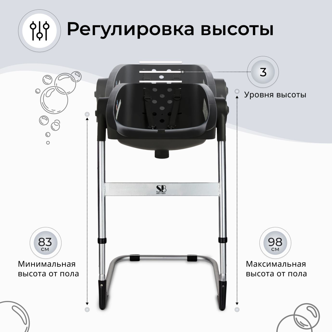 Ванночка - стульчик для купания 2в1+ Charli Chair Black