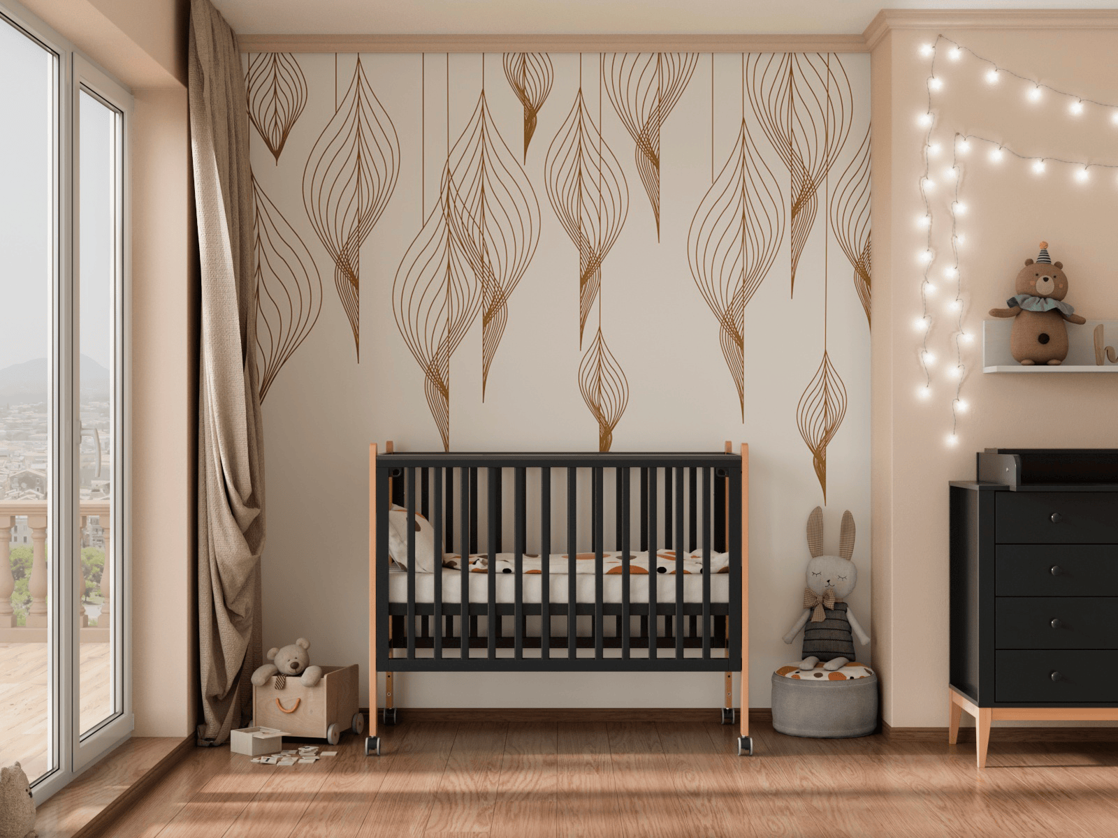 Кроватка Lunna Lika графит/бук