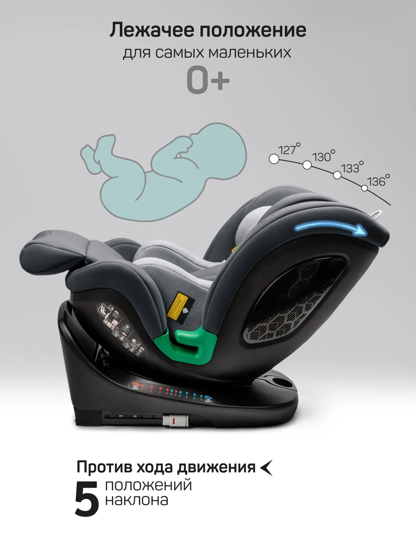 Детское удерживающее устройство Triumph, i-Size, 40-150 см, серый