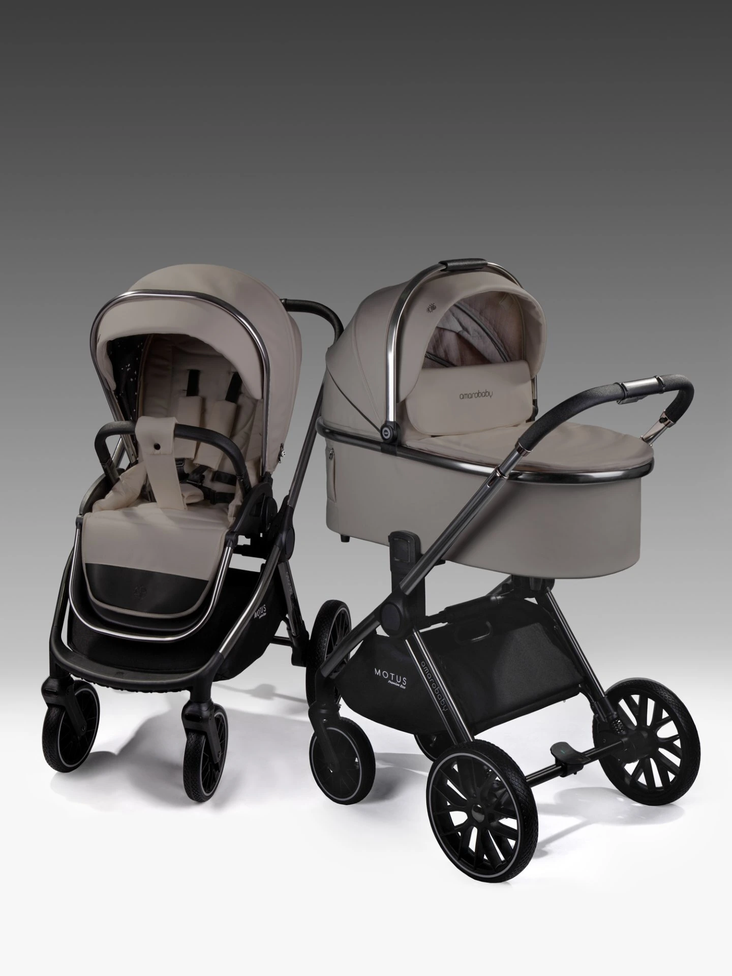 Коляска детская из экокожи 2в1 Motus Premium Ecco, мокко