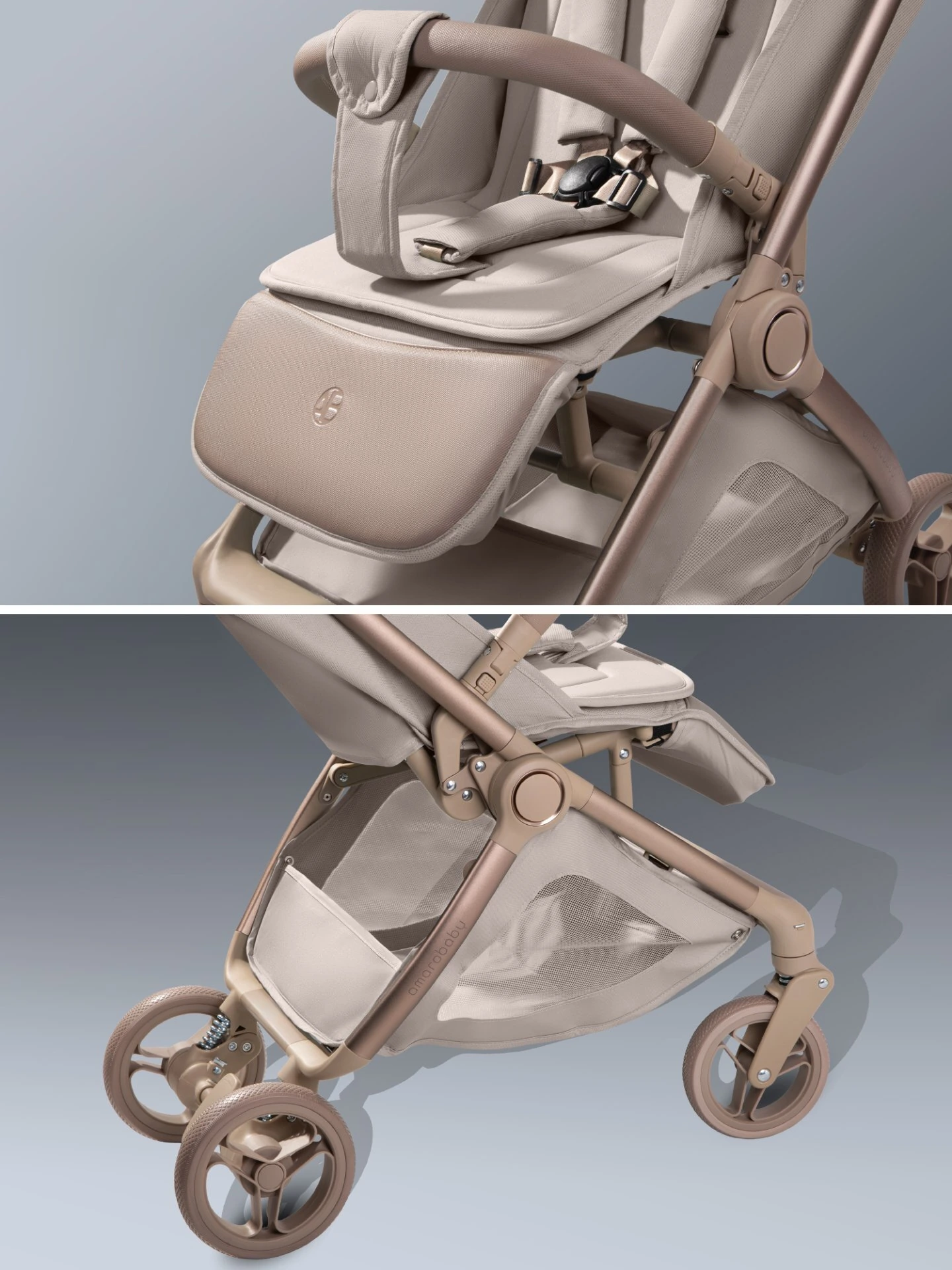 Коляска прогулочная Amarobaby, Jaunt, бежевый