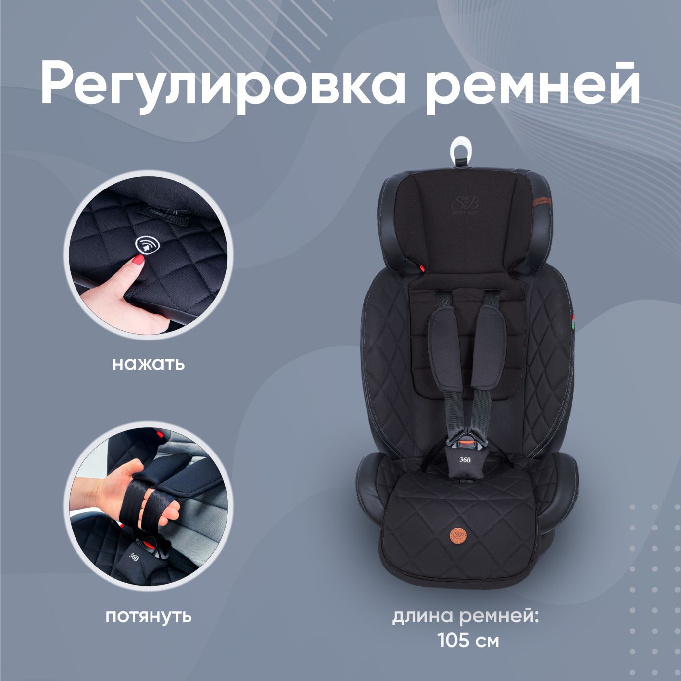 Автокресло поворотное группа 0123 (0-36) Suburban 360 Isofix Black