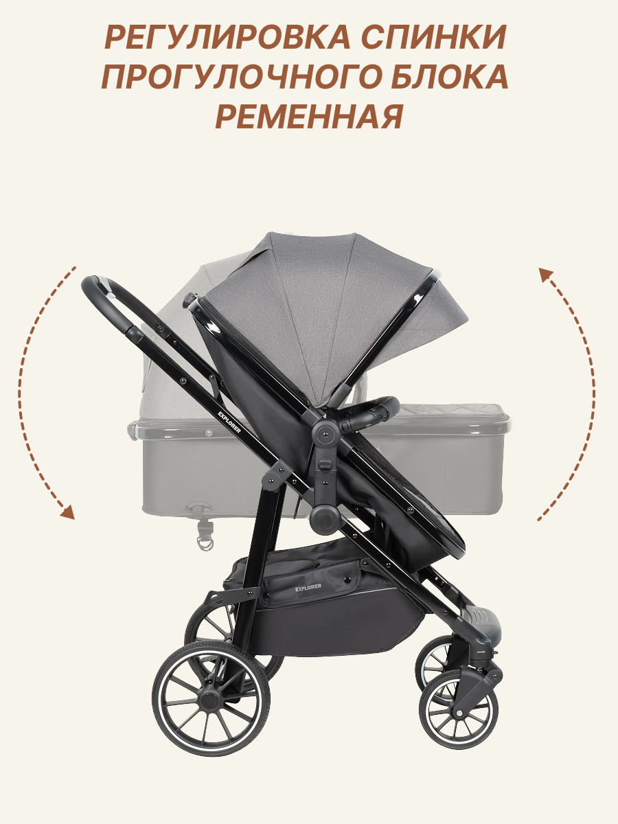 Коляска трансформер EXPLORER серый