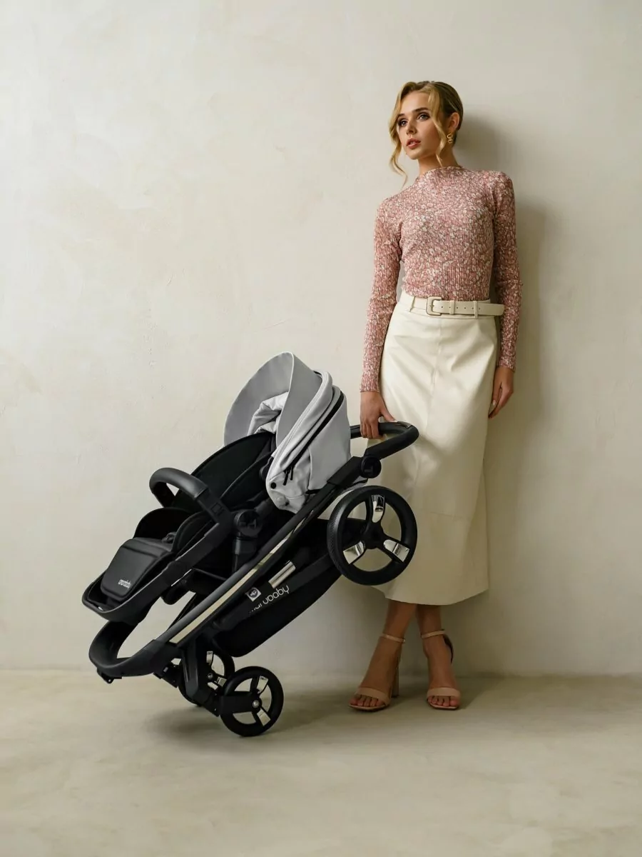 Коляска детская из экокожи 2 в 1 TUTUM белая