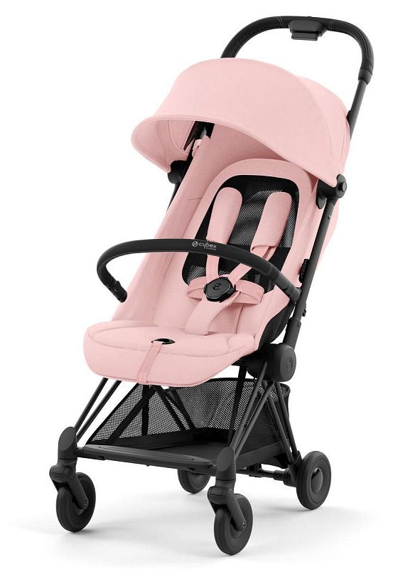 Cybex Coya Matt Black Peach Pink с дождевиком