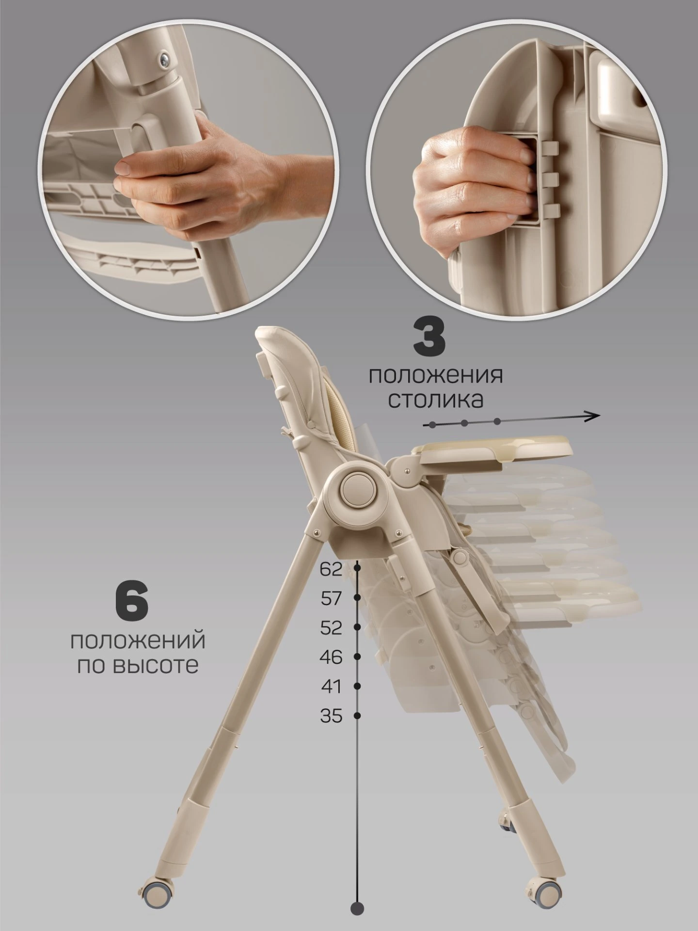 Стульчик детский для кормления, Gourmet, бежевый