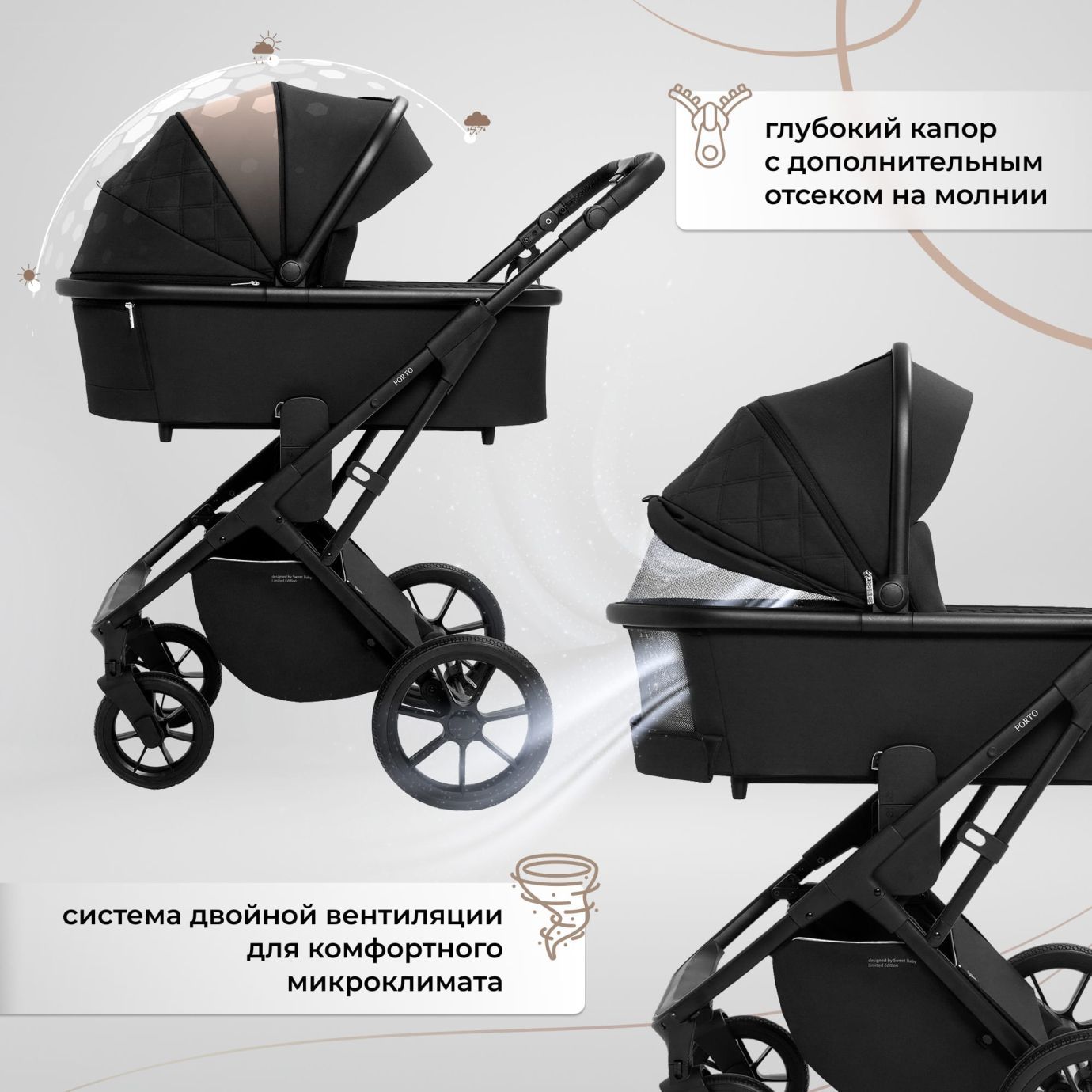 Коляска Sweet Baby Porto Black