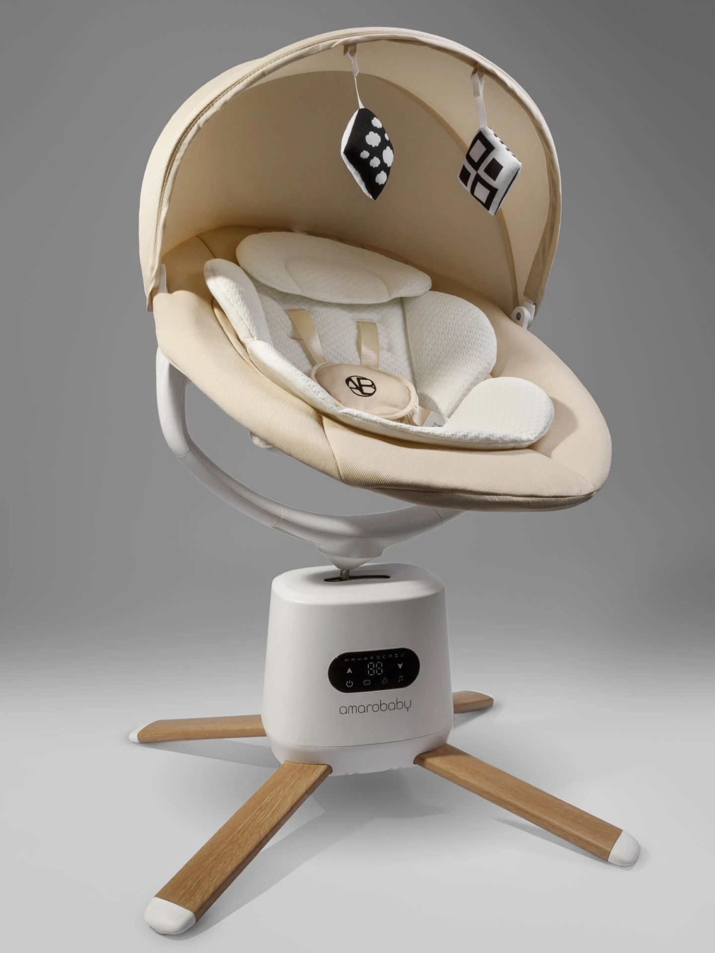 Качели электронные детские Jolly swing, молочный, белый вкладыш