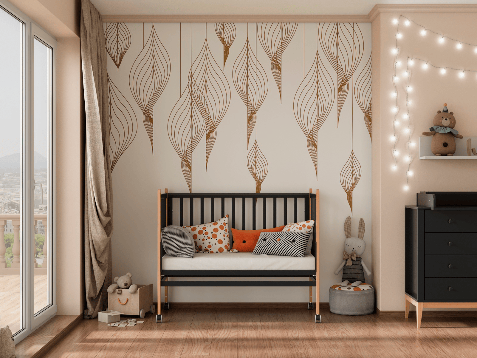 Кроватка Lunna Lika графит/бук