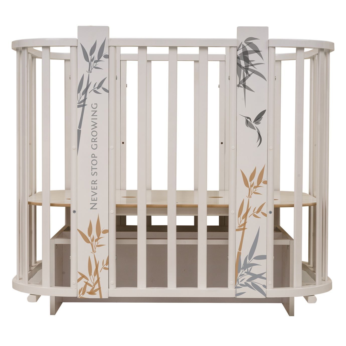 Кровать детская "Indigo "Green Line" 5 в 1 с поперечным маятником бамбук