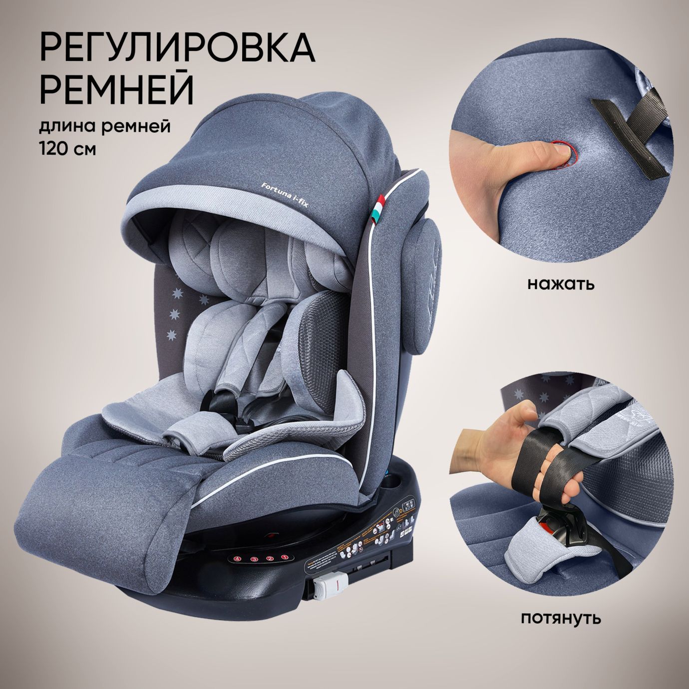 Автокресло группа 0123 (0-36) Fortuna 360 SPS Isofix Grey