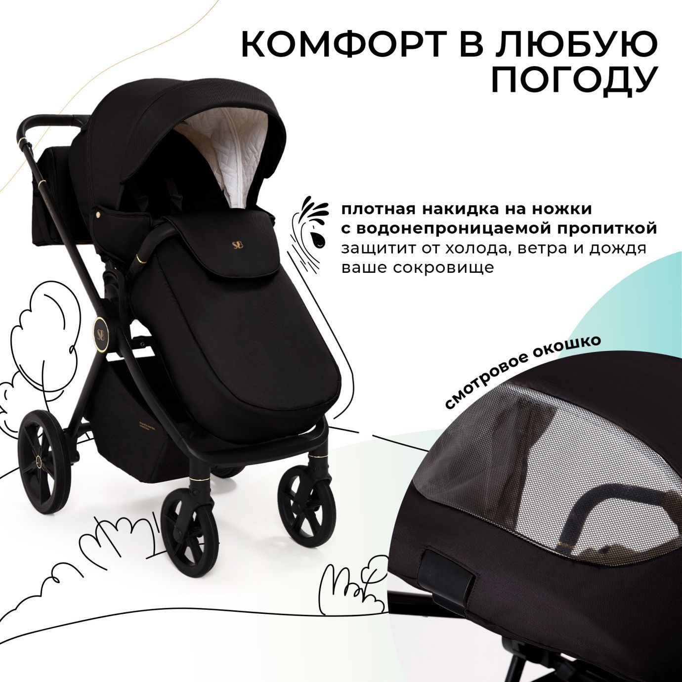Коляска 2в1 Sweet Baby Stella Plus Therma Black