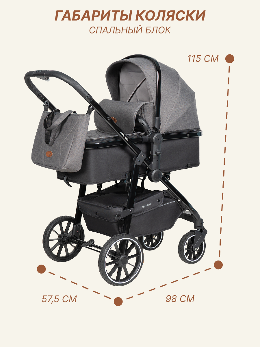 Коляска трансформер EXPLORER серый