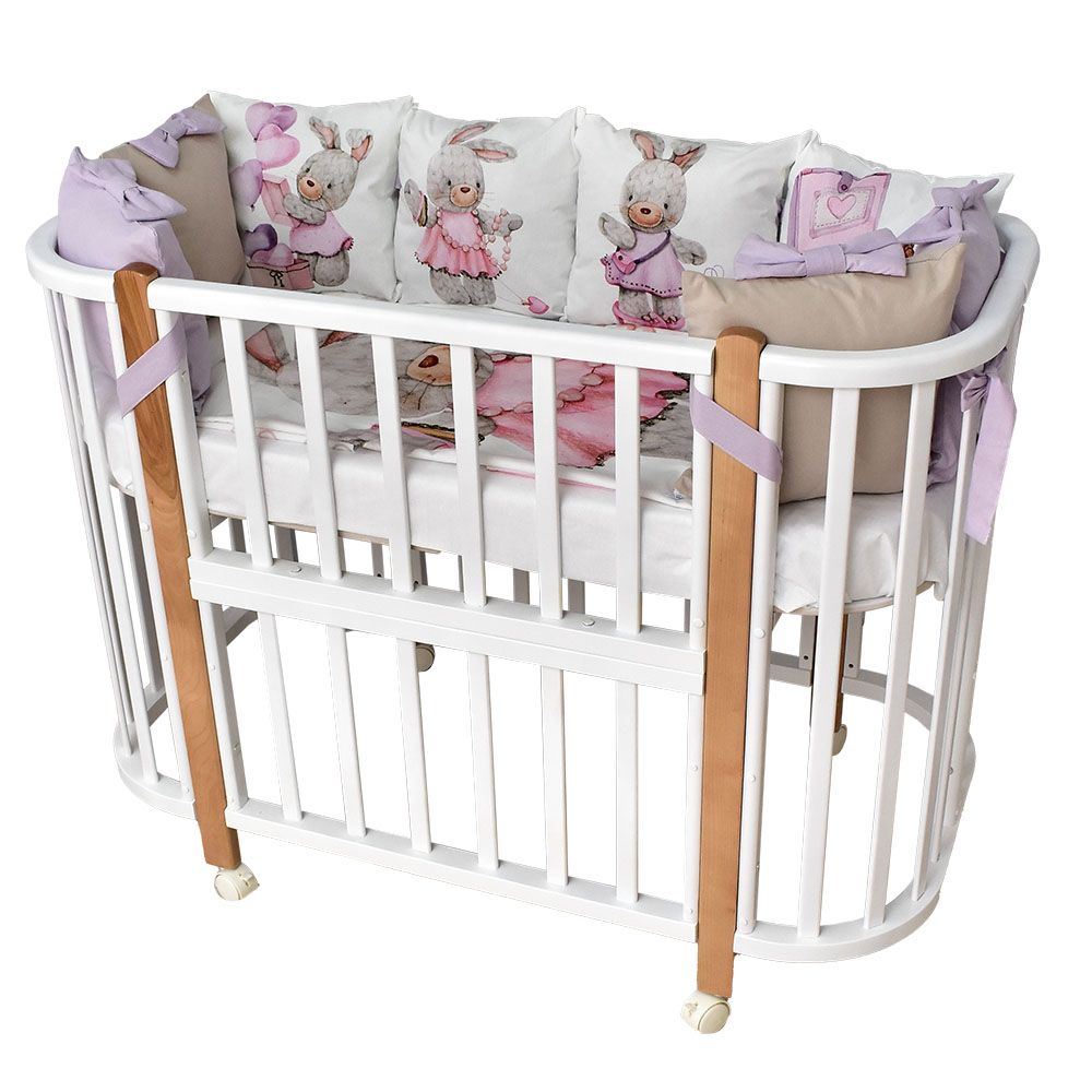 Комплект в кроватку 6 предметов зайка с бусами