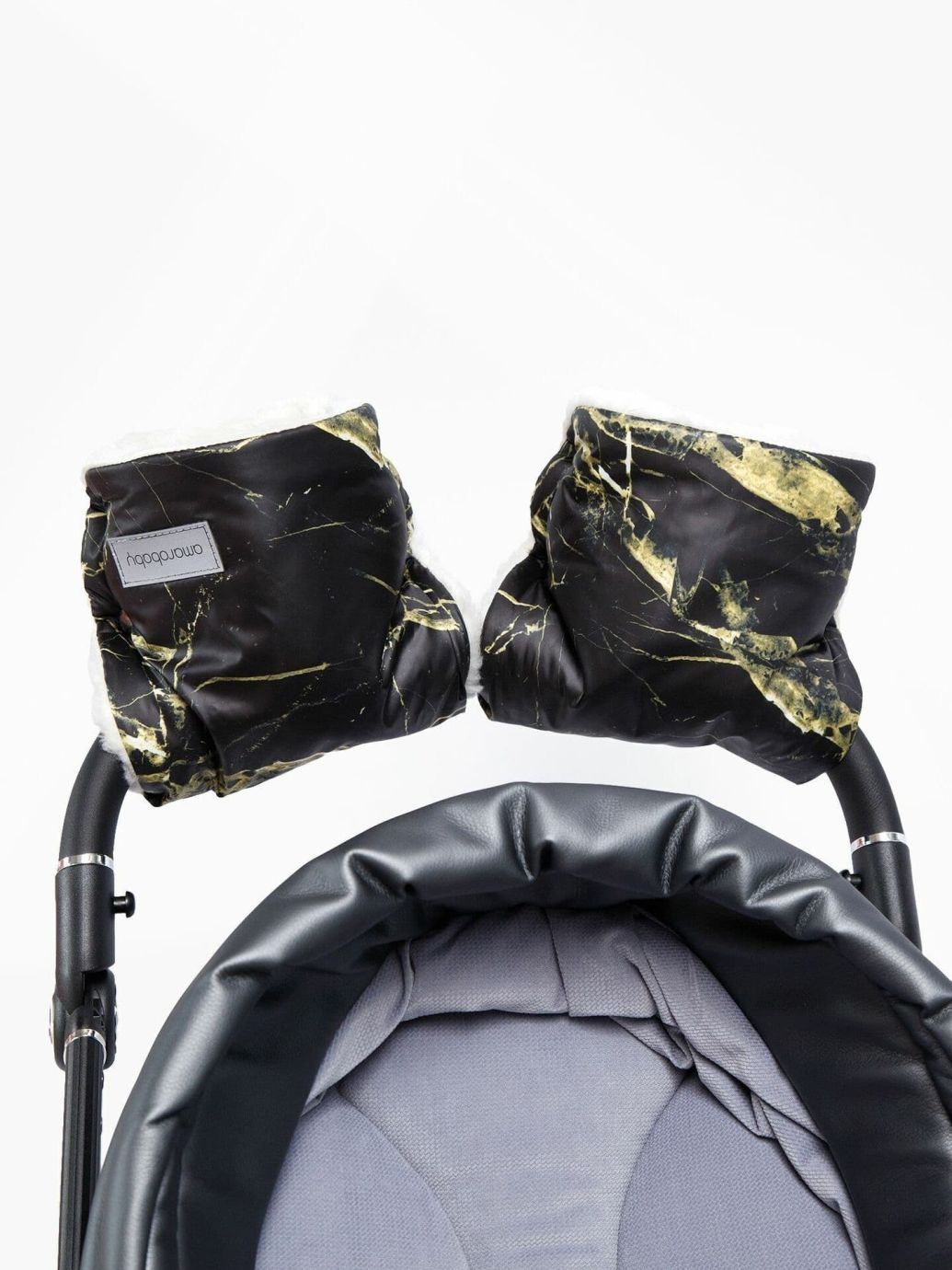 Муфты на ручку коляски черный мрамор