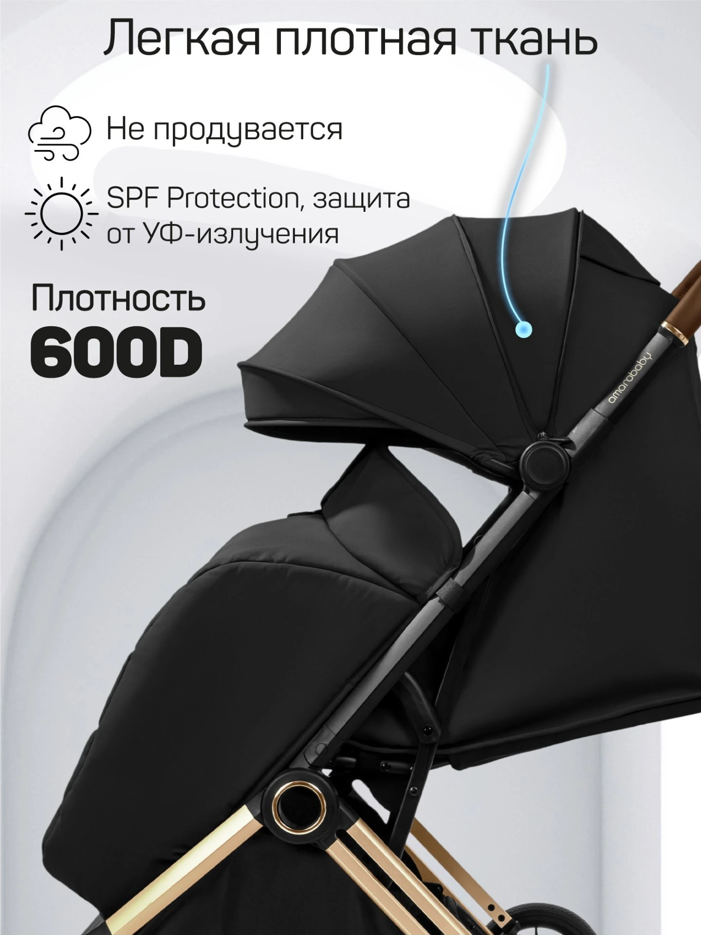 Прогулочная коляска Handy, черный/золотой