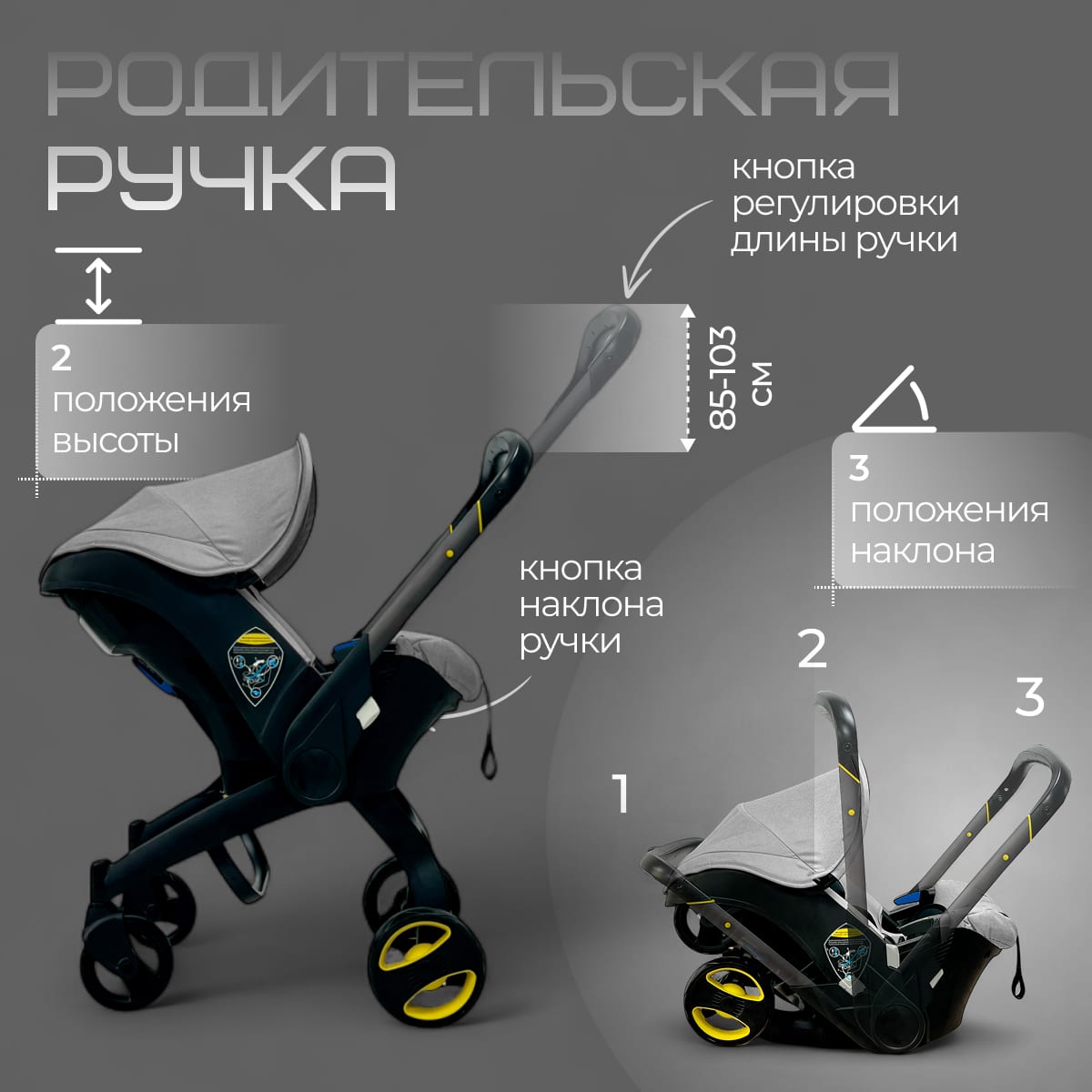 Коляска-автокресло BubaGO Mirco 4в1 grey