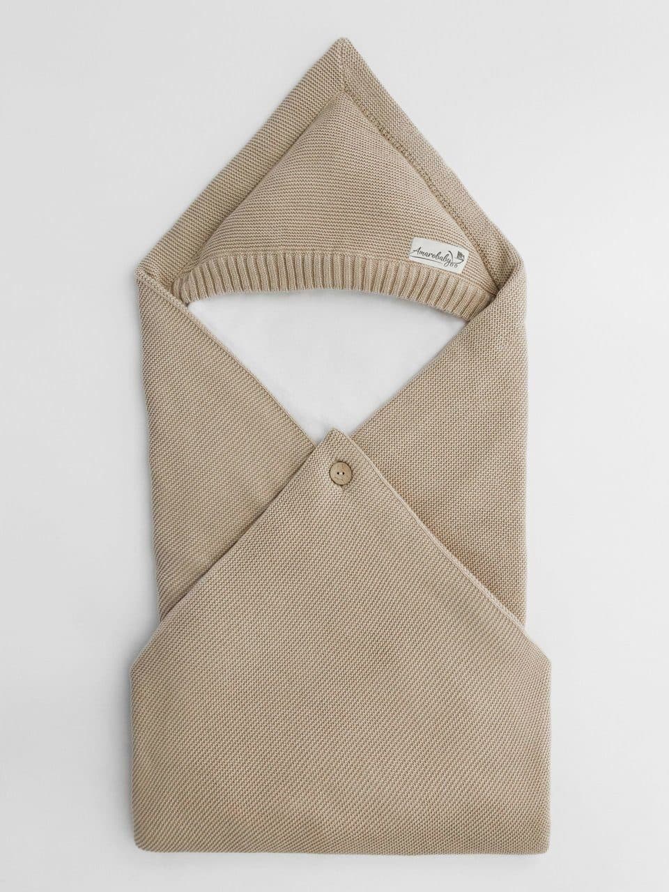 Конверт вязаный утепленный на выписку, 85см.