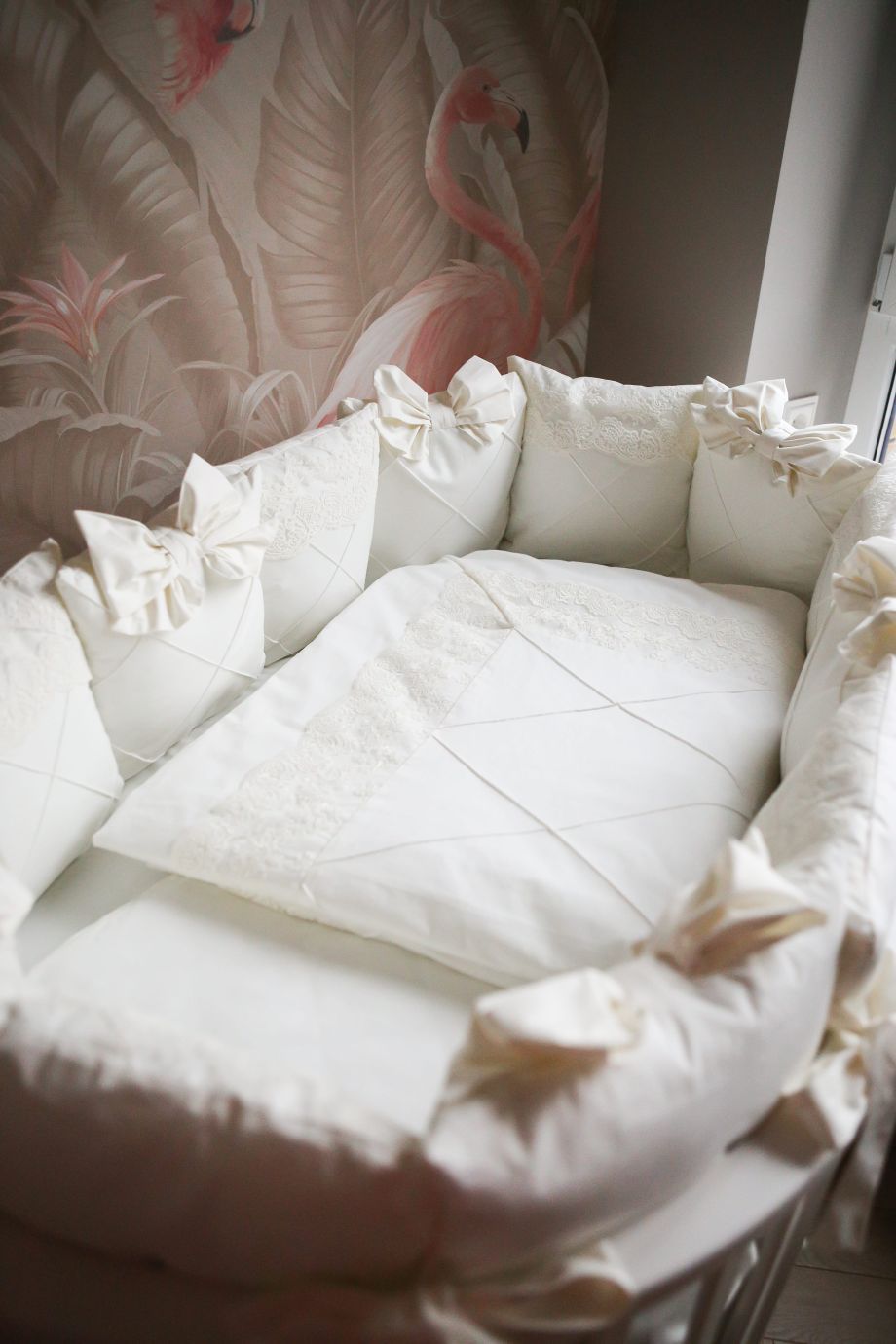 Комплект 17 предметов ""Classico" молочный сатин / кружево"